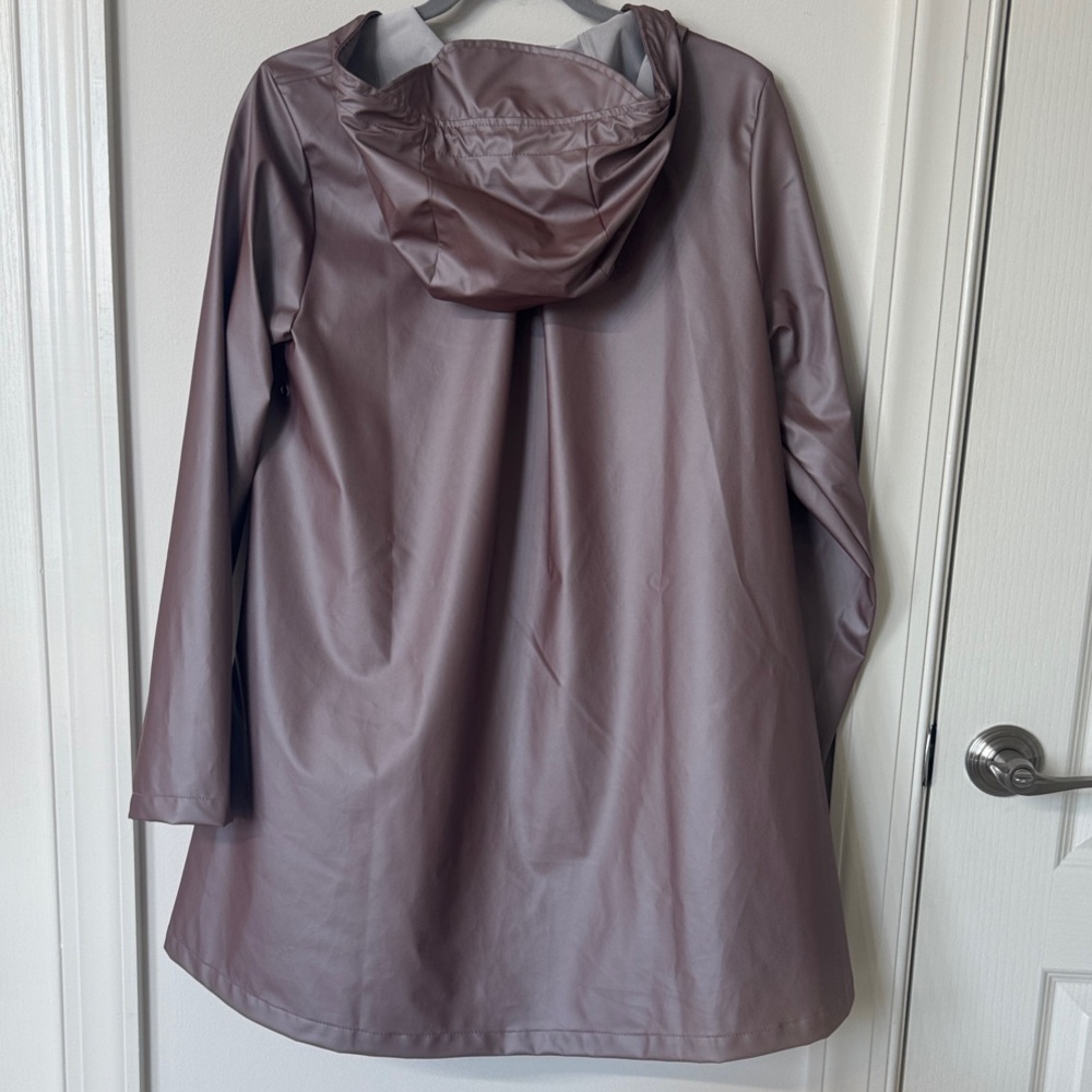 Rains Mauve Brown Hooded Trench Coat - Picture 4 of 5